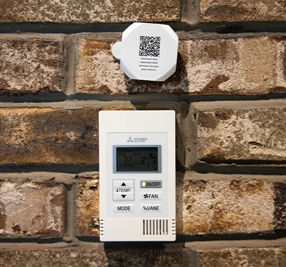 A thermostat and motion detector.